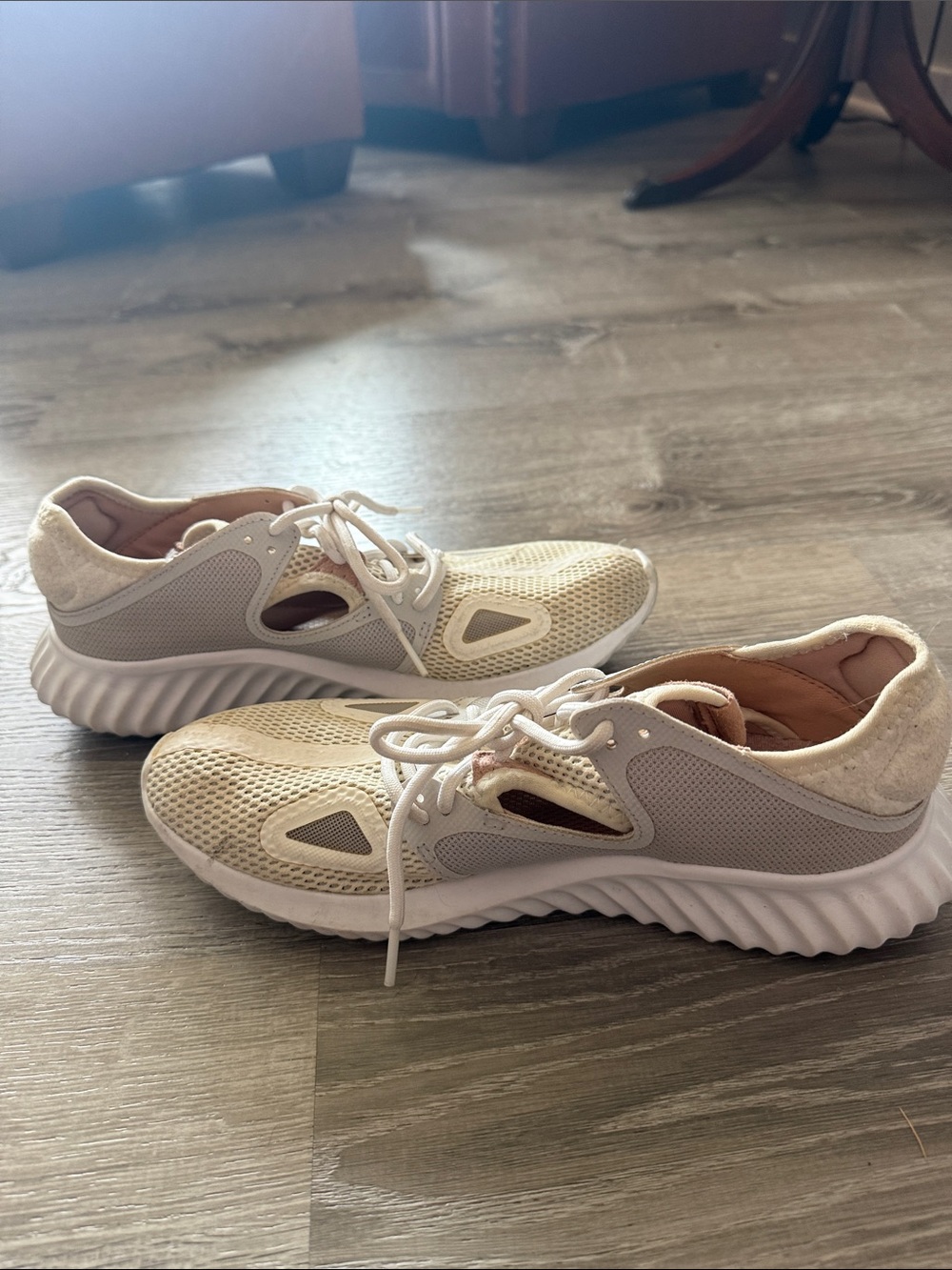 adidas Women's Cream and White Athletic Sneakers